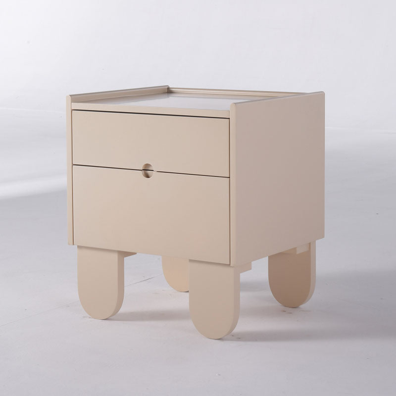 Contemporary Creative Semi-Circular Bedside Cabinet - Artistic 2 Drawers Nightstand For Bedroom