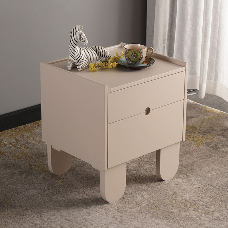 Contemporary Creative Semi-Circular Bedside Cabinet - Artistic 2 Drawers Nightstand For Bedroom