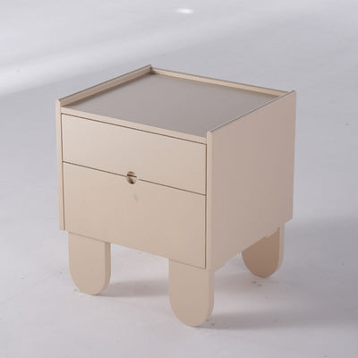 Contemporary Creative Semi-Circular Bedside Cabinet - Artistic 2 Drawers Nightstand For Bedroom