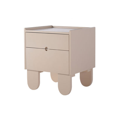 Contemporary Creative Semi-Circular Bedside Cabinet - Artistic 2 Drawers Nightstand For Bedroom