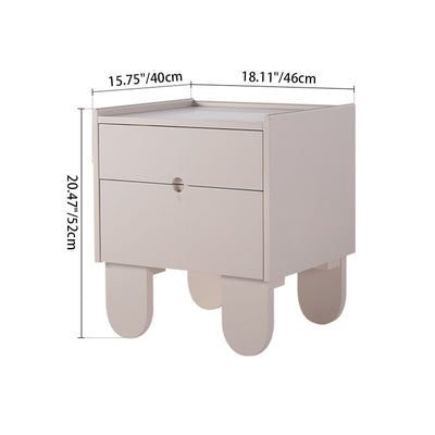 Contemporary Creative Semi-Circular Bedside Cabinet - Artistic 2 Drawers Nightstand For Bedroom