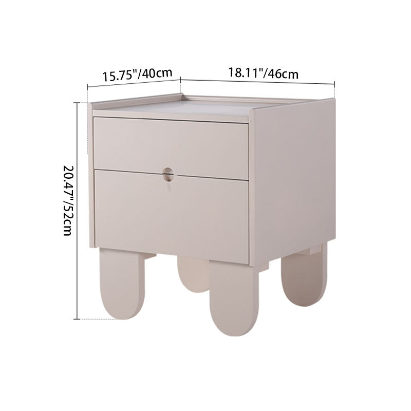 Contemporary Creative Semi-Circular Bedside Cabinet - Artistic 2 Drawers Nightstand For Bedroom