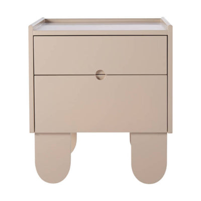 Contemporary Creative Semi-Circular Bedside Cabinet - Artistic 2 Drawers Nightstand For Bedroom