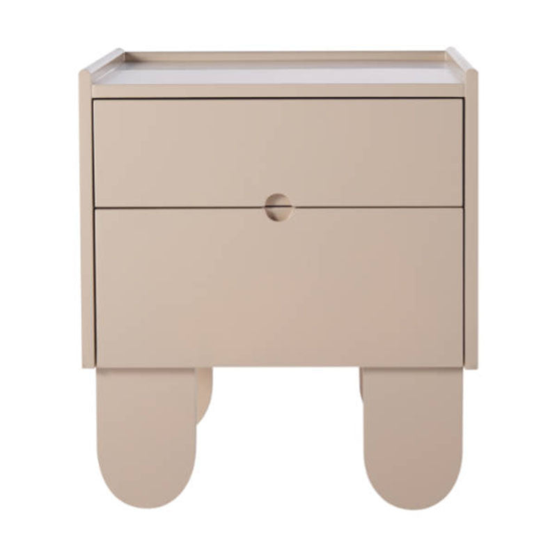 Contemporary Creative Semi-Circular Bedside Cabinet - Artistic 2 Drawers Nightstand For Bedroom