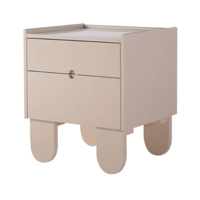 Contemporary Creative Semi-Circular Bedside Cabinet - Artistic 2 Drawers Nightstand For Bedroom