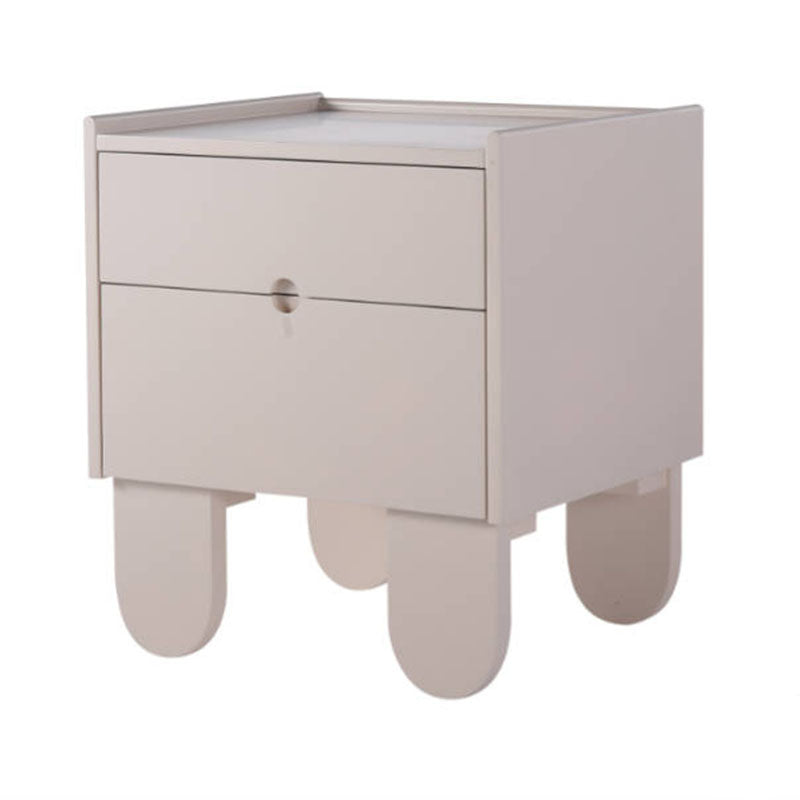 Contemporary Creative Semi-Circular Bedside Cabinet - Artistic 2 Drawers Nightstand For Bedroom