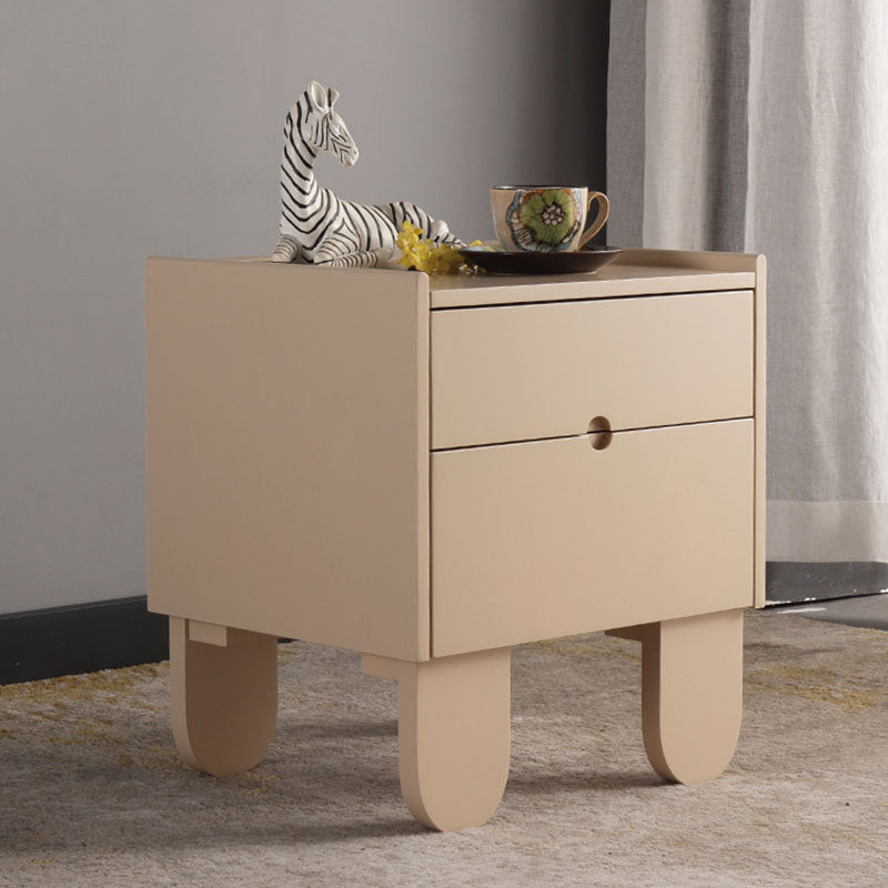Contemporary Creative Semi-Circular Bedside Cabinet - Artistic 2 Drawers Nightstand For Bedroom