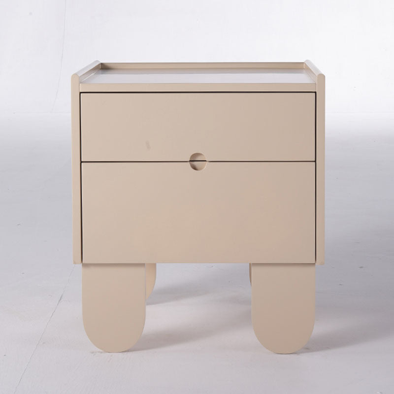Contemporary Creative Semi-Circular Bedside Cabinet - Artistic 2 Drawers Nightstand For Bedroom