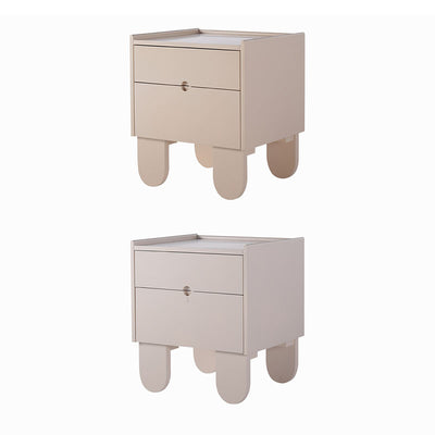 Contemporary Creative Semi-Circular Bedside Cabinet - Artistic 2 Drawers Nightstand For Bedroom