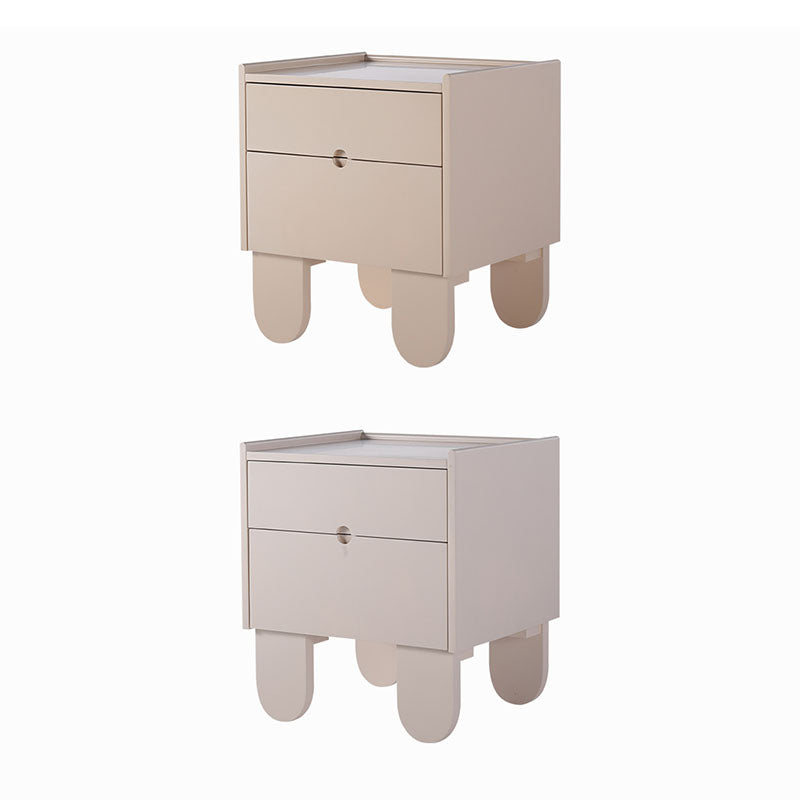 Contemporary Creative Semi-Circular Bedside Cabinet - Artistic 2 Drawers Nightstand For Bedroom