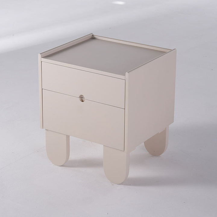 Table de chevet semi-circulaire créative contemporaine - Table de nuit artistique à 2 tiroirs pour chambre à coucher 