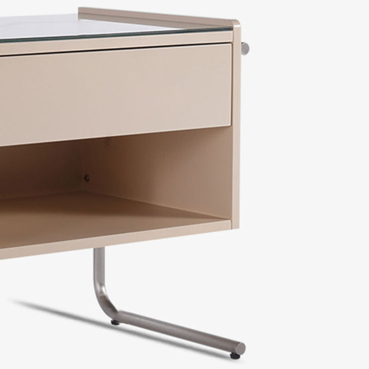 Contemporary Industrial Stainless Steel Bedside Table - 1 Drawer Open Shelf Nightstand For Bedroom