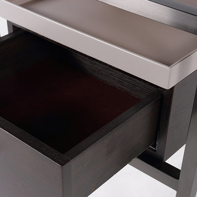 Contemporary Creative Square Stainless Steel Frame Bedside Table - 1 Drawer Nightstand For Bedroom