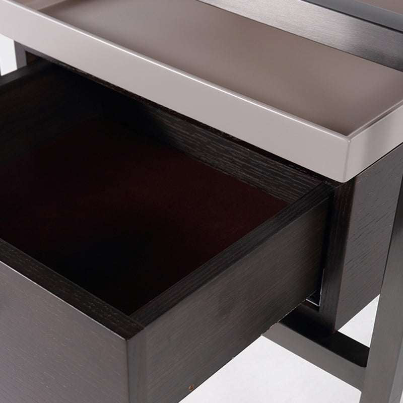 Contemporary Creative Square Stainless Steel Frame Bedside Table - 1 Drawer Nightstand For Bedroom