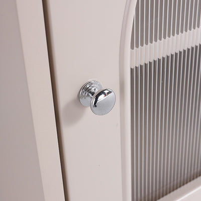 Contemporary Scandinavian Ribbed Glass Door Bedside Table - Semi-Transparent Nightstand For Bedroom