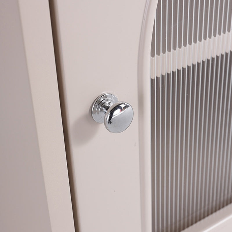 Contemporary Scandinavian Ribbed Glass Door Bedside Table - Semi-Transparent Nightstand For Bedroom