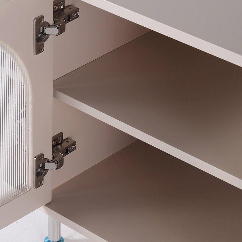 Contemporary Scandinavian Ribbed Glass Door Bedside Table - Semi-Transparent Nightstand For Bedroom