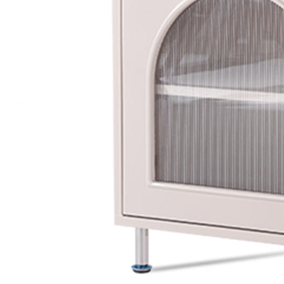 Contemporary Scandinavian Ribbed Glass Door Bedside Table - Semi-Transparent Nightstand For Bedroom