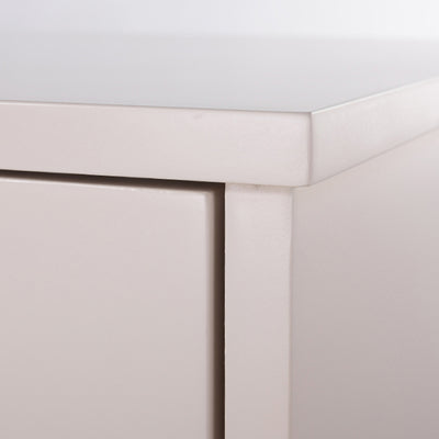 Contemporary Scandinavian Ribbed Glass Door Bedside Table - Semi-Transparent Nightstand For Bedroom