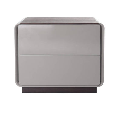 Contemporary Nordic High Gloss Bedside Table - Rounded Corners 2 Drawers Nightstand For Bedroom