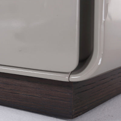 Contemporary Nordic High Gloss Bedside Table - Rounded Corners 2 Drawers Nightstand For Bedroom