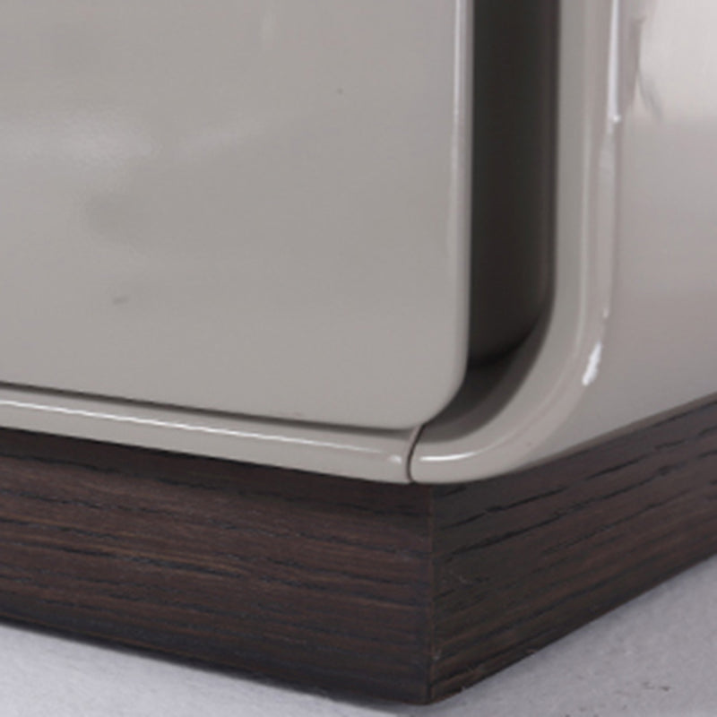 Contemporary Nordic High Gloss Bedside Table - Rounded Corners 2 Drawers Nightstand For Bedroom