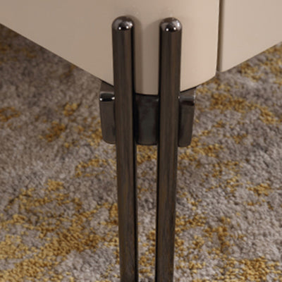 Contemporary Nordic Sintered Stone Bedside Table - 2 Drawers Alloy Legs Nightstand For Bedroom