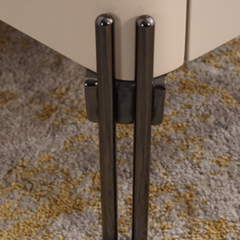 Contemporary Nordic Sintered Stone Bedside Table - 2 Drawers Alloy Legs Nightstand For Bedroom