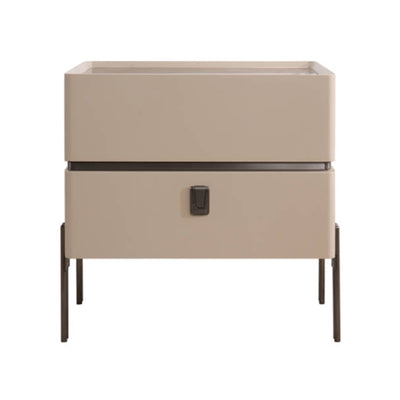 Contemporary Nordic Sintered Stone Bedside Table - 2 Drawers Alloy Legs Nightstand For Bedroom