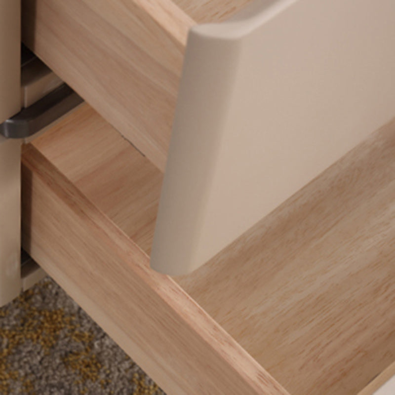 Contemporary Nordic Sintered Stone Bedside Table - 2 Drawers Alloy Legs Nightstand For Bedroom