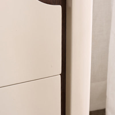 Contemporary Scandinavian Hidden Handle Asymmetry Bedside Table - 2 Drawers Titanium Alloy Base Nightstand For Bedroom