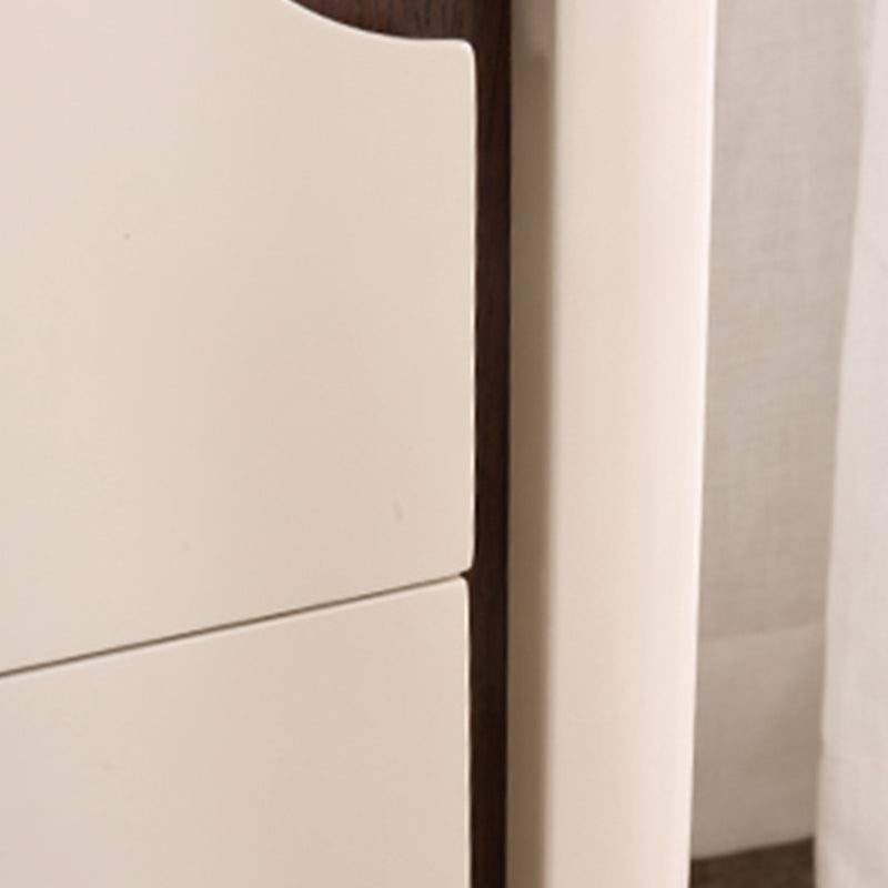 Contemporary Scandinavian Hidden Handle Asymmetry Bedside Table - 2 Drawers Titanium Alloy Base Nightstand For Bedroom