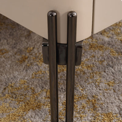 Contemporary Scandinavian Hidden Handle Asymmetry Bedside Table - 2 Drawers Titanium Alloy Base Nightstand For Bedroom