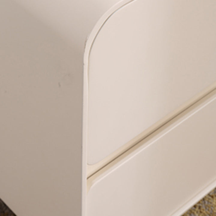 Contemporary Nordic Soft-Edge Curves Bedside Table - 2 Drawers Metal Ball Legs Nightstand For Bedroom