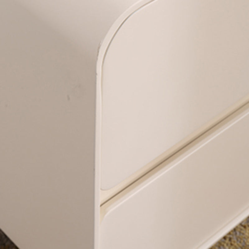 Contemporary Nordic Soft-Edge Curves Bedside Table - 2 Drawers Metal Ball Legs Nightstand For Bedroom