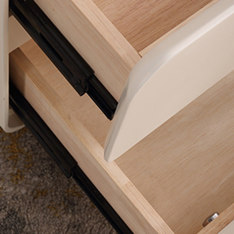 Contemporary Nordic Soft-Edge Curves Bedside Table - 2 Drawers Metal Ball Legs Nightstand For Bedroom