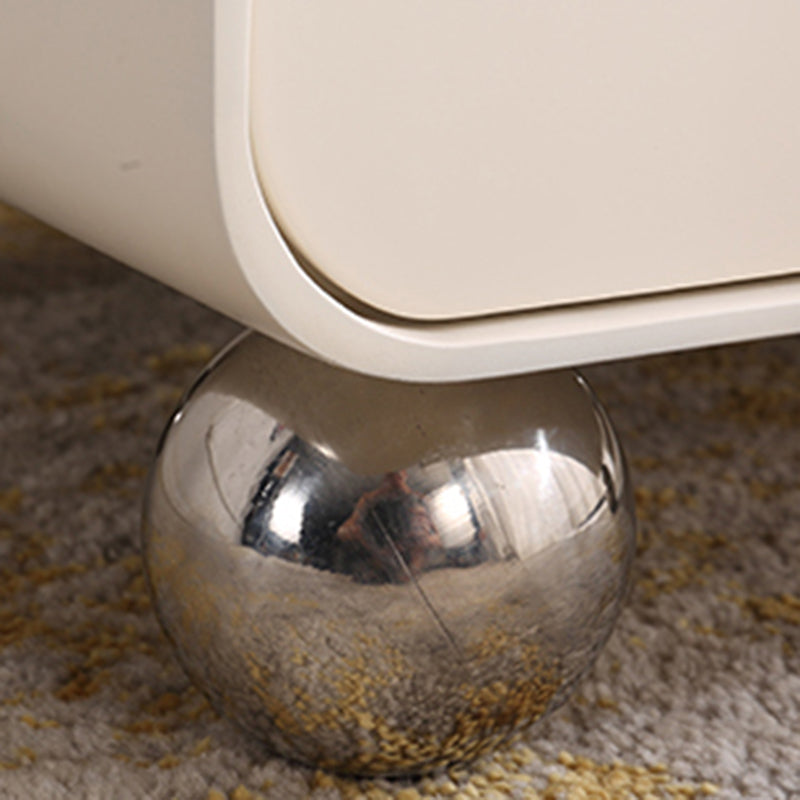 Contemporary Nordic Soft-Edge Curves Bedside Table - 2 Drawers Metal Ball Legs Nightstand For Bedroom