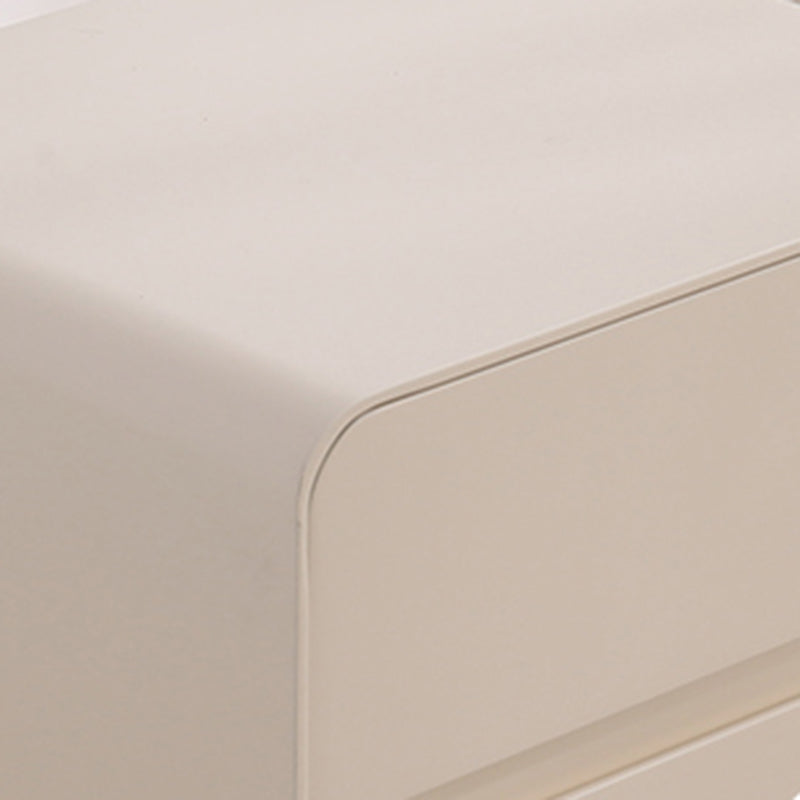 Contemporary Nordic Soft-Edge Curves Bedside Table - 2 Drawers Metal Ball Legs Nightstand For Bedroom