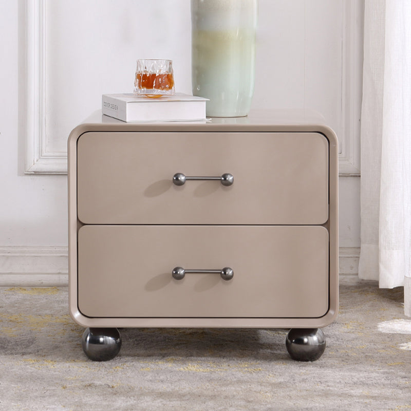 Contemporary Creative Soft Corners Metal Pulls Bedside Table - 2 Drawer Ball Legs Nightstand For Bedroom
