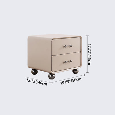 Contemporary Creative Soft Corners Metal Pulls Bedside Table - 2 Drawer Ball Legs Nightstand For Bedroom