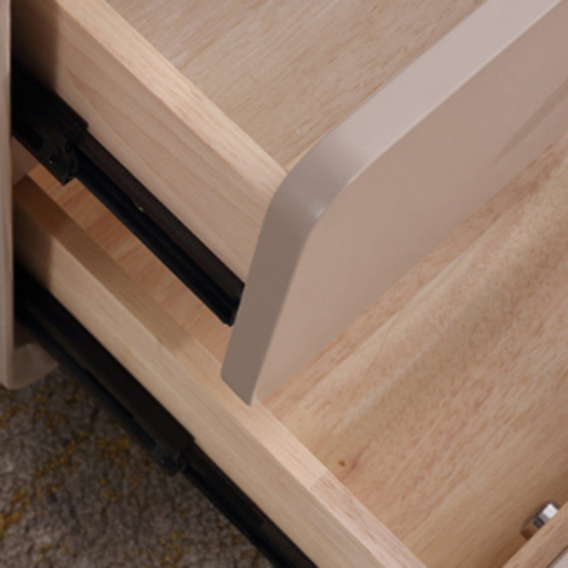 Contemporary Creative Soft Corners Metal Pulls Bedside Table - 2 Drawer Ball Legs Nightstand For Bedroom