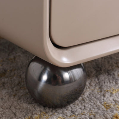 Contemporary Creative Soft Corners Metal Pulls Bedside Table - 2 Drawer Ball Legs Nightstand For Bedroom