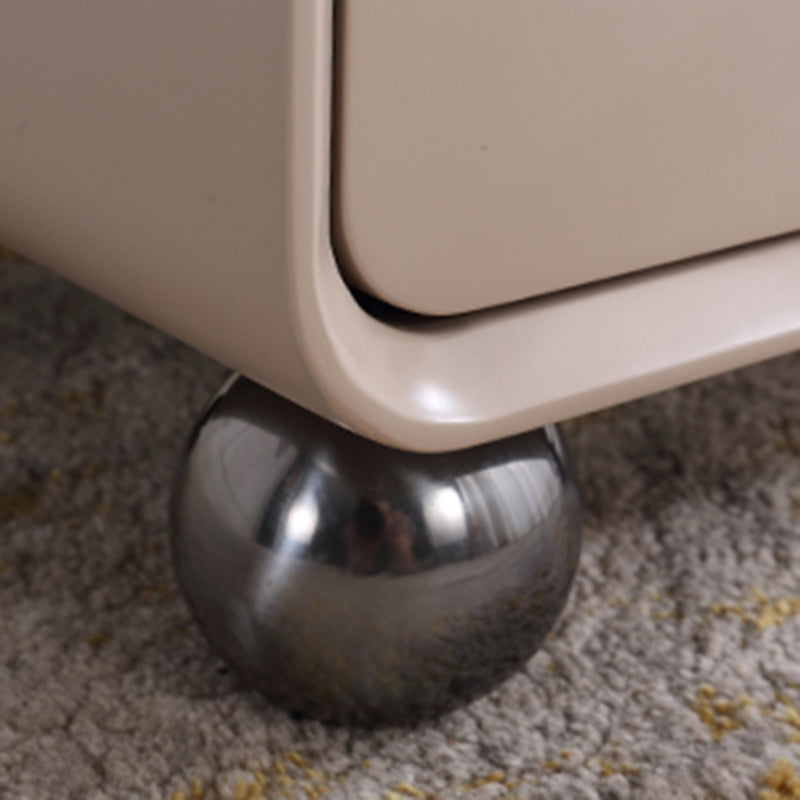Contemporary Creative Soft Corners Metal Pulls Bedside Table - 2 Drawer Ball Legs Nightstand For Bedroom