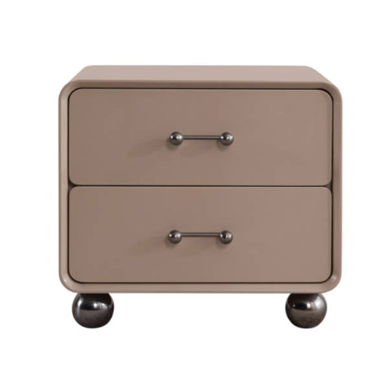 Contemporary Creative Soft Corners Metal Pulls Bedside Table - 2 Drawer Ball Legs Nightstand For Bedroom