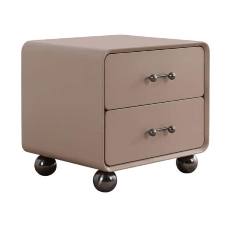 Contemporary Creative Soft Corners Metal Pulls Bedside Table - 2 Drawer Ball Legs Nightstand For Bedroom
