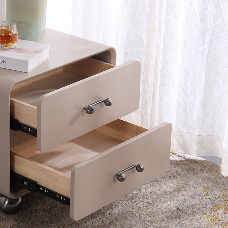 Contemporary Creative Soft Corners Metal Pulls Bedside Table - 2 Drawer Ball Legs Nightstand For Bedroom