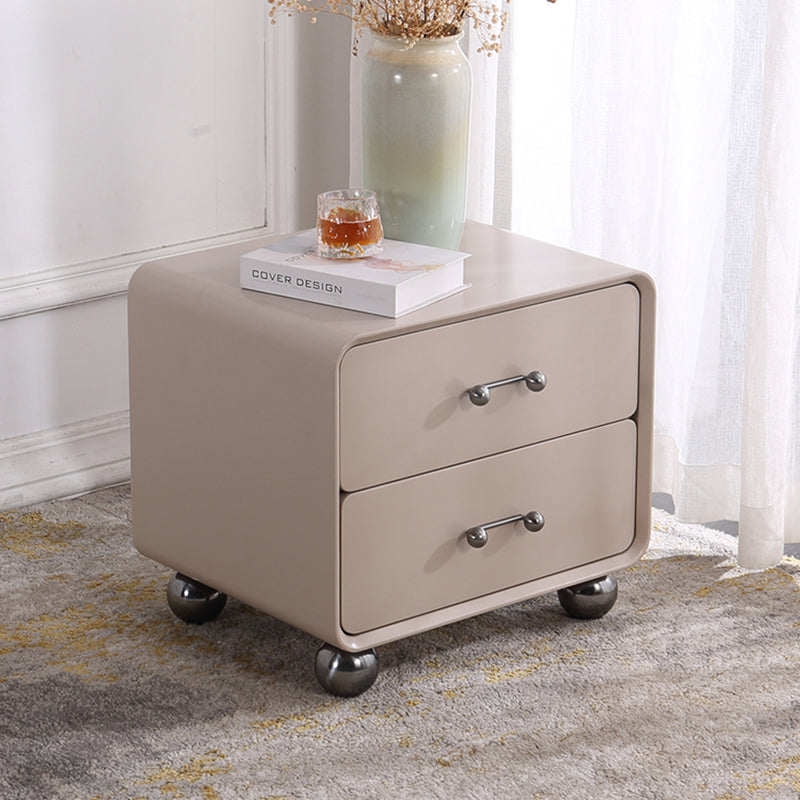 Contemporary Creative Soft Corners Metal Pulls Bedside Table - 2 Drawer Ball Legs Nightstand For Bedroom