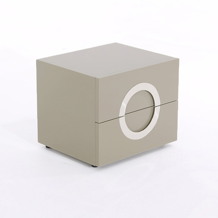 Modern Minimalist Circle Handle Nightstand - Eco MDF 2 Drawers Bedside Table For Bedroom