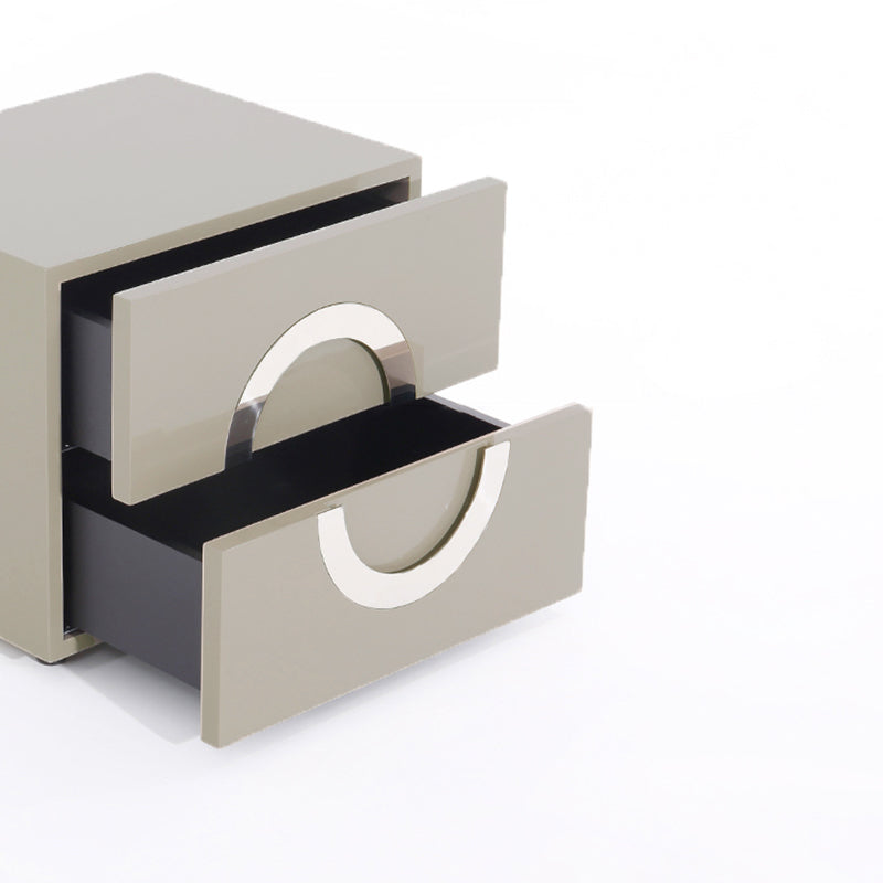 Modern Minimalist Circle Handle Nightstand - Eco MDF 2 Drawers Bedside Table For Bedroom