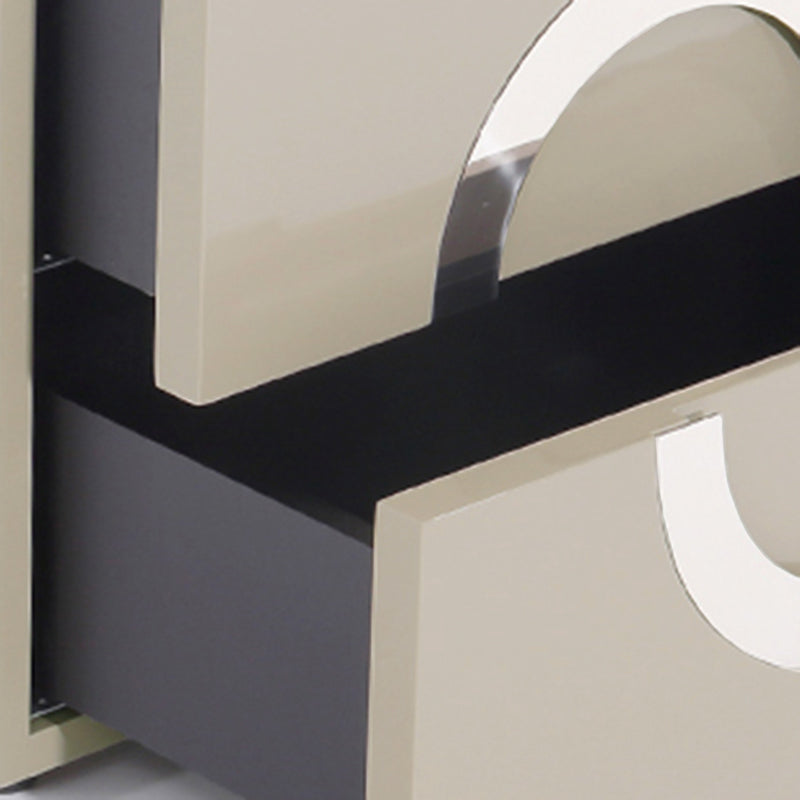 Modern Minimalist Circle Handle Nightstand - Eco MDF 2 Drawers Bedside Table For Bedroom